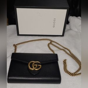 Authentic gucci gg marmont matte gold hardware wallet on chain Clearance Sale